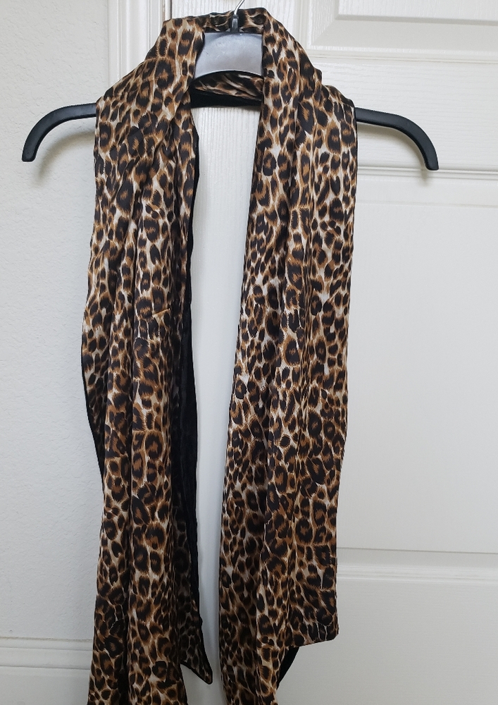 Charter Club Silk Leopard/Black Velvet Scarf/Shawl
